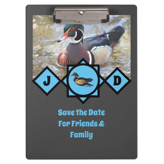 Schattige Wood Duck Monogram Foto Klembord (Voorkant)