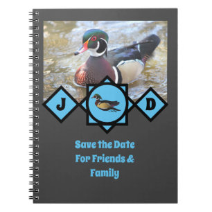 Schattige Wood Duck Monogram Foto Notitieboek