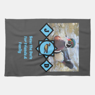 Schattige Wood Duck Monogram Foto Theedoek