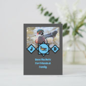 Schattige Wood Duck Monogram Foto Uitnodiging Briefkaart (Staand voorkant)