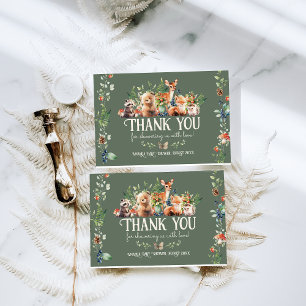 Schattige Woodland Animal Adventure Neutraal Baby  Bedankkaart