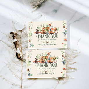 Schattige Woodland Animal Adventure Neutraal Baby  Bedankkaart