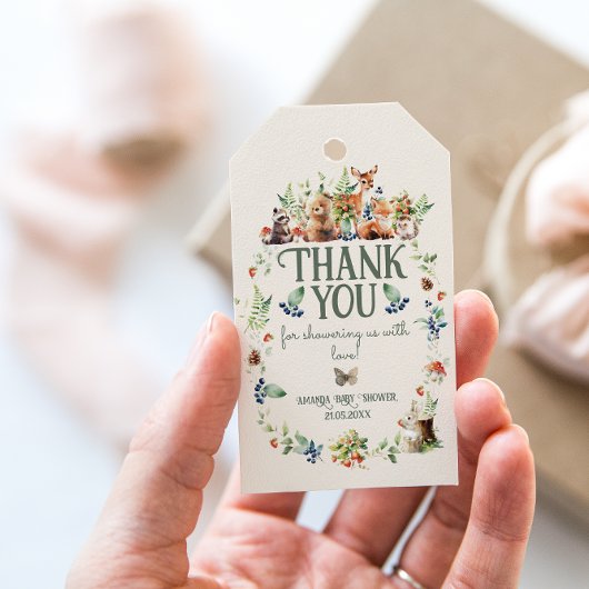 Schattige Woodland Animal Adventure Neutraal Baby  Cadeaulabel