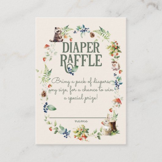 Schattige Woodland Animal Adventure Neutraal Baby  Informatiekaartje (Voorkant)