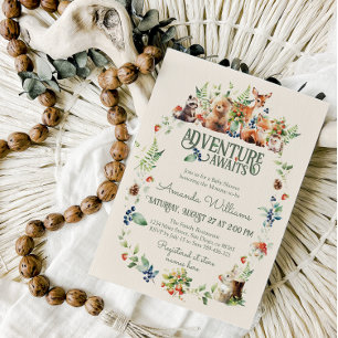 Schattige Woodland Animal Adventure Neutraal Baby  Kaart