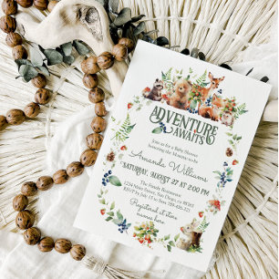 Schattige Woodland Animal Adventure Neutraal Baby  Kaart