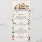 Schattige Woodland Animal Adventure Neutraal Baby  Menu (Voorkant)