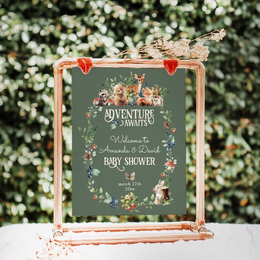 Schattige Woodland Animal Adventure Neutraal Baby  Poster