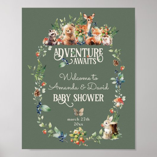 Schattige Woodland Animal Adventure Neutraal Baby  Poster (Voorkant)