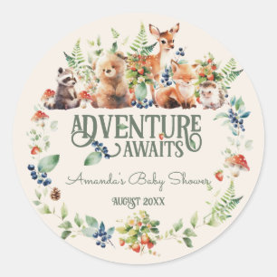Schattige Woodland Animal Adventure Neutraal Baby  Ronde Sticker