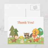 Schattige Woodland Animal Bedankt Briefkaart (Voorkant / Achterkant)