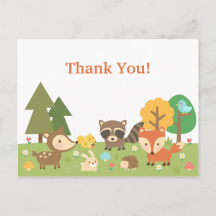 Schattige Woodland Animal Bedankt Briefkaart