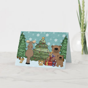 Schattige Woodland Animal Christmas-Wenskaart Feestdagen Kaart
