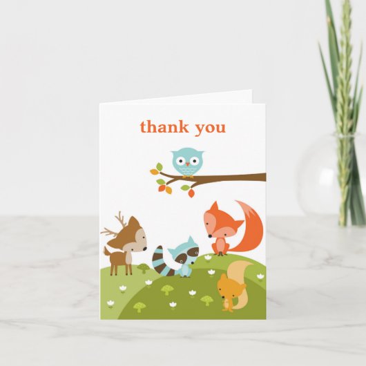 Schattige Woodland Animal Dank u Kaarten (Voorkant)