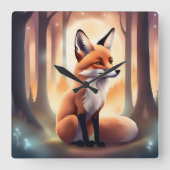 Schattige Woodland Animal Fox Sun Glow Vierkante Klok (Voorkant)