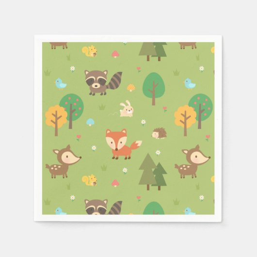 Schattige Woodland Animal Pattern Baby shower Part Servet (Voorkant)