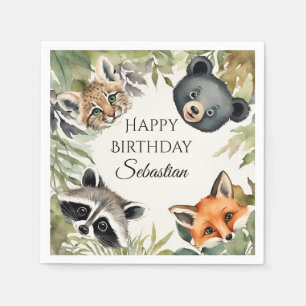 Schattige Woodland Animal Verjaardagsfeest Servet