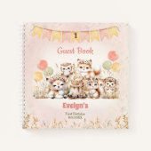 Schattige Woodland Animals 1e Verjaardag Meisje Ga Notitieboek (Voorkant)