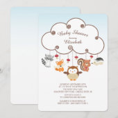 Schattige Woodland Animals Baby Douche Uitnodiging (Voorkant / Achterkant)