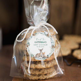 Schattige Woodland Animals Baby shower Dank u wel Ronde Sticker