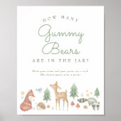 Schattige Woodland Animals Baby shower Guessing sp Poster (Voorkant)