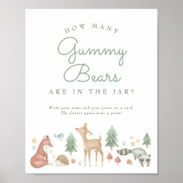 Schattige Woodland Animals Baby shower Guessing sp Poster