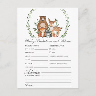 Schattige Woodland Animals Baby Voorspellingen en  Briefkaart
