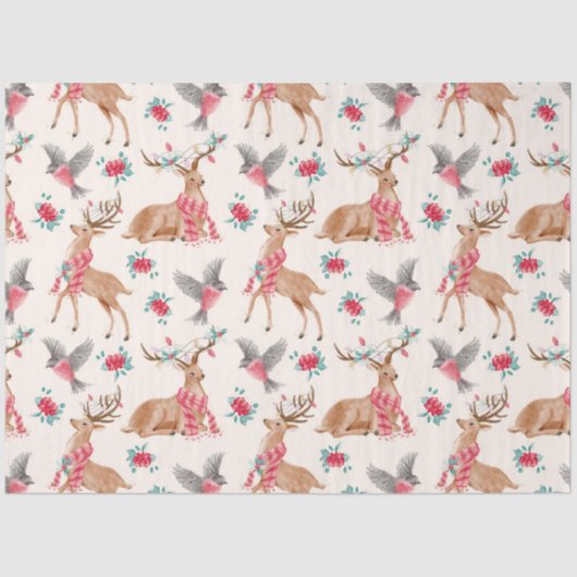 Schattige Woodland Animals Christmas Tissue Paper Tissuepapier (Voorkant)