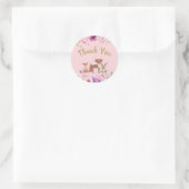 Schattige Woodland Animals Floral Pink Dank u Ronde Sticker (Tas)