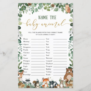 Schattige Woodland Animals Naam Baby Animal Match