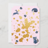 Schattige Woodland Animals Pink & Navy Blue Galaxy Kaart (Achterkant)