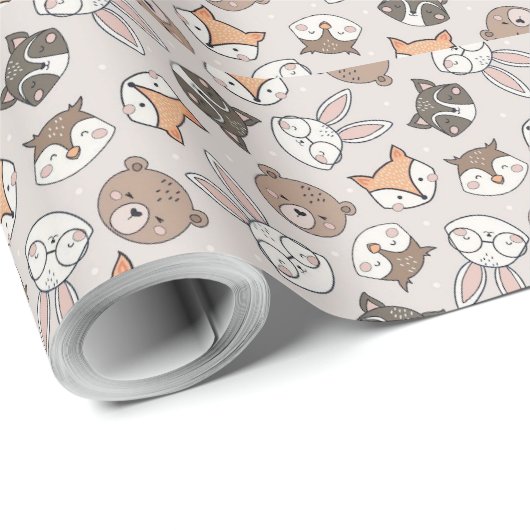Schattige Woodland Animals Seamless Pattern Cadeaupapier (Rol Hoek)