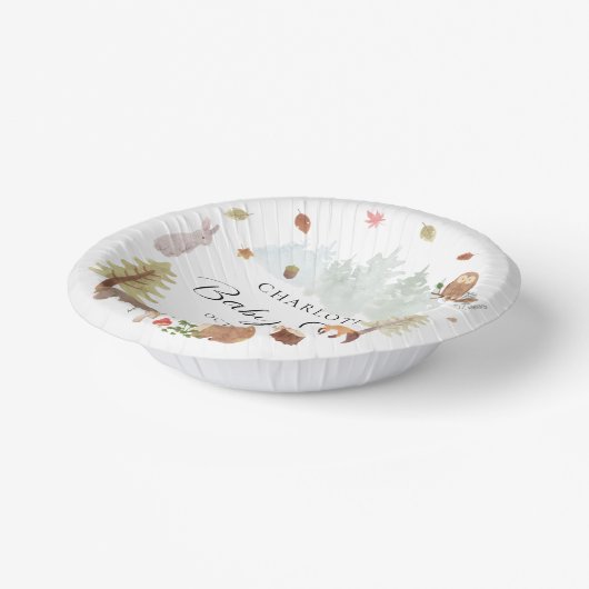 Schattige Woodland Animals Waterverf Baby shower Papieren Kommen (Gebogen)