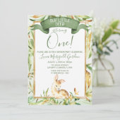 Schattige Woodland Baby Deer eerste verjaardagsfee Kaart (Staand voorkant)