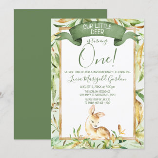Schattige Woodland Baby Deer eerste verjaardagsfee Kaart