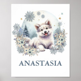 Schattige woodland baby dier wolf hond winter them poster