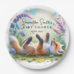 Schattige Woodland Baby Fox Baby shower Papieren Bordje