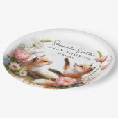 Schattige Woodland Baby Foxes Spring Baby shower Papieren Bordje (Gekanteld)