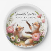 Schattige Woodland Baby Foxes Spring Baby shower Papieren Bordje (Voorkant)