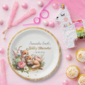 Schattige Woodland Baby Foxes Spring Baby shower Papieren Bordje (Feest)