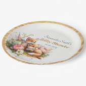 Schattige Woodland Baby Foxes Spring Baby shower Papieren Bordje (Gekanteld)