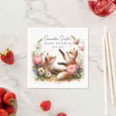 Schattige Woodland Baby Foxes Spring Baby shower Servet (Insitu)