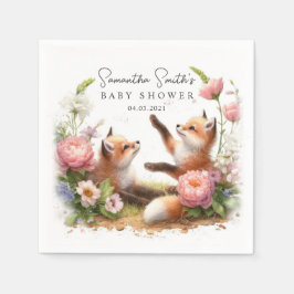Schattige Woodland Baby Foxes Spring Baby shower Servet