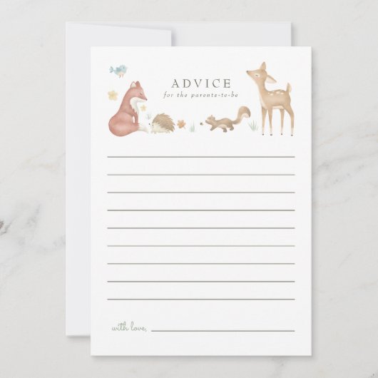 Schattige Woodland Baby shower Advies Kaart (Voorkant)