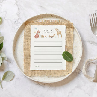 Schattige Woodland Baby shower Advies Kaart