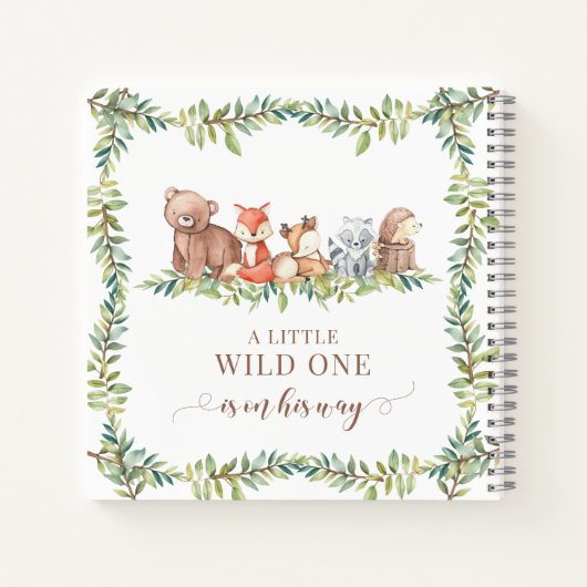 Schattige Woodland baby shower gastenboek cadeau n Notitieboek (Achterkant)