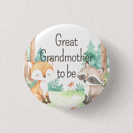 Schattige Woodland Baby shower Thema Grote Grootmo Ronde Button 3,2 Cm (Voorkant)