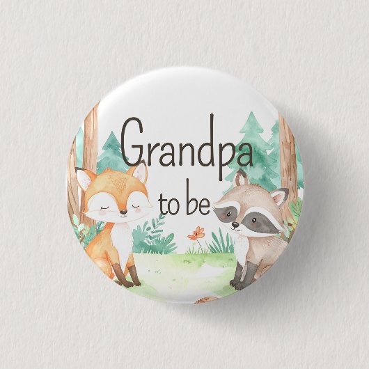 Schattige Woodland Baby shower Theme Opa To Be Ronde Button 3,2 Cm (Voorkant)