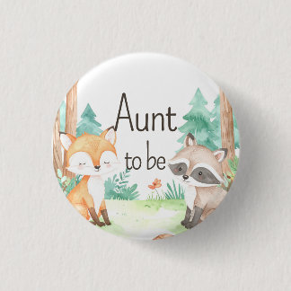 Schattige Woodland Baby shower Theme Tante To Be Ronde Button 3,2 Cm