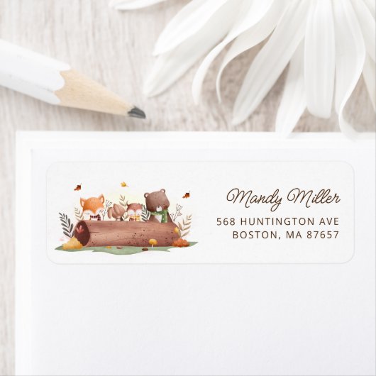 Schattige Woodland Beer Adreslabel Etiket (Insitu)